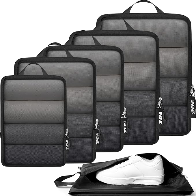 BAGAIL 6 Set Ultralight Compression Packing Cubes Packing Organizer for Travel Accessories Luggage Suitcase Backpack