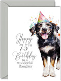 75th Birthday Cards for Daughter - Party Dog - Happy Birthday Card for 75 Year Old Daughter from Mum Dad, 5x7 Inch Bday Woman Women Her Greeting Cards Gift for Daughter Birthday Gifts