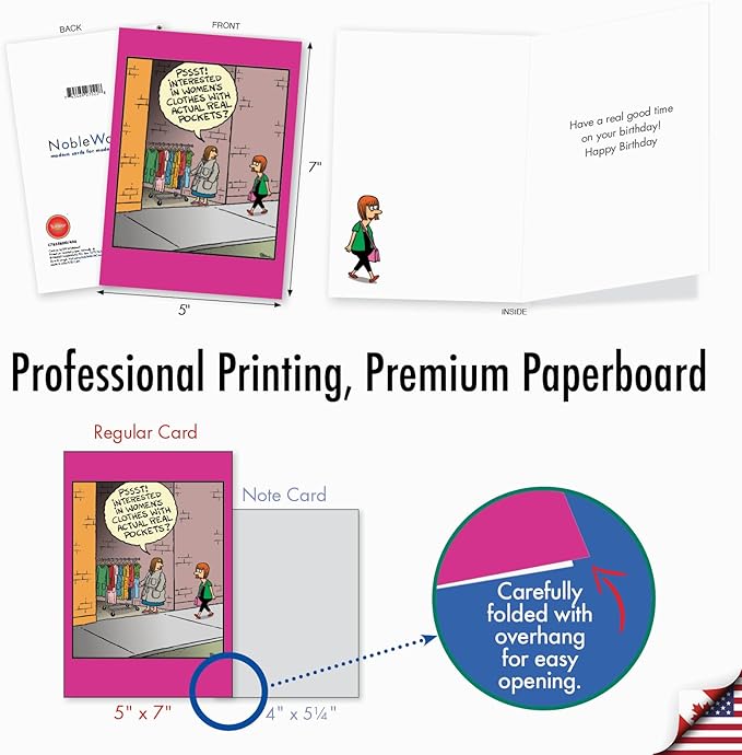 NobleWorks - Funny Birthday Greeting Card with 5 x 7 Inch Envelope (1 Card) Bday Real Pockets C7855BDG