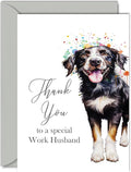 Thank You Cards for Work Husband - Party Dog - Thankyou Cards for Work Husband from Work Wife Colleague, Heartfelt Appreciation Card 5x7 Inch Thank You So Much Greeting Cards