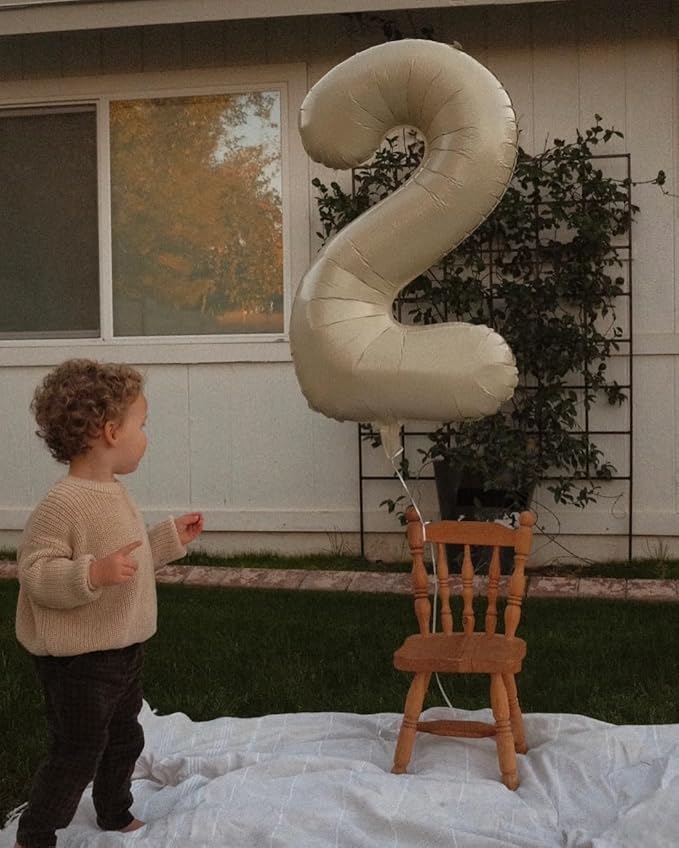 40 Inch Cream Number 9 Balloon, Giant 9 Number Balloons for 9th Birthday Decorations, Party Supplies for Baby Boy Girl, Cream Party Decor