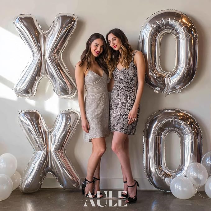 AULE 40 Inch Big Letter Balloon Silver Q Large Foil Helium Alphabet Balloons A-Z for Birthday Anniversary Graduation New Year Party Decoration Supplies