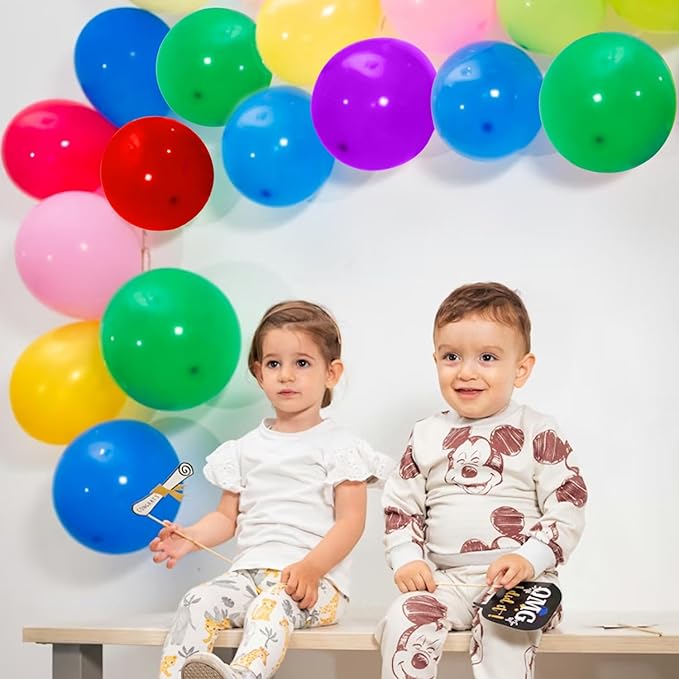 Balloons Assorted Colors Rainbow Decorations 100 Pack 12 inch Round Bright Latex Colorful Balloons for Birthday Baby Shower Wedding Party Birthday Decorations Supplies Arch Garland