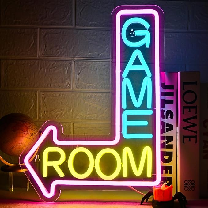 Gamerneon Game Room Neon Sign Gaming Led Neon Lights for Wall Decor Man Cave Light Up Signs for Game Room Teen Boy Bedroom Home Bar Gaming Club Decorations Gifts