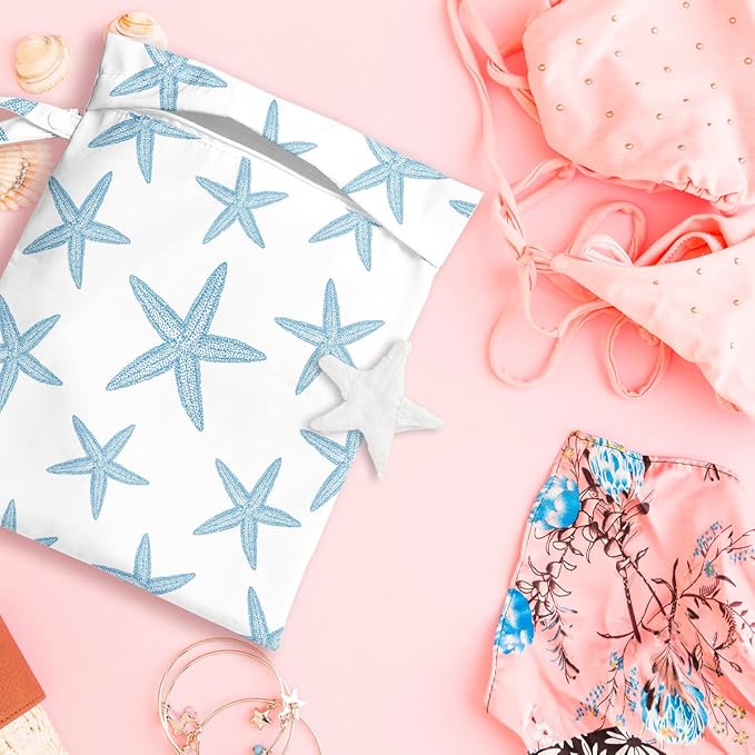 Wet Bag, Wet Dry Bag, Wet Bag for Swimsuit Travel Beach Pool Dirty Yoga Gym Clothes Makeup Bag Beach Wedding Supplies Waterproof Reusable Shell Pearl Starfish Gifts