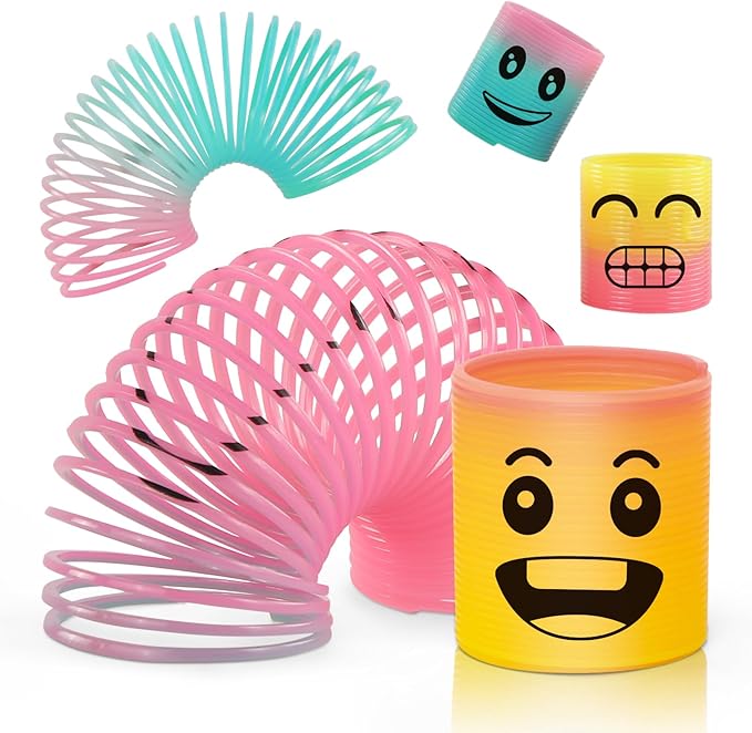 36 Pack Spring Rainbow Magic Fidget Stress Coil Mini Springs Bulk Toys Party Favor For Kids Birthday Carnival Prize Goodie Bag Stuffers For Boys Girls (Smile)