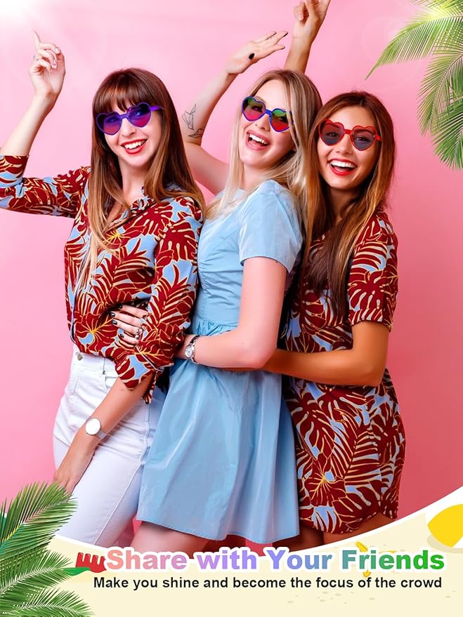 12 Pairs Heart Shaped Sunglasses for Women Colorful Glasses Fun Trendy Transparent Heart Sunglasses Party Favor (Gradient Colors)