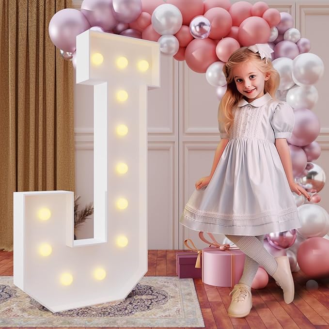 imprsv 4FT Marquee Light Up Letters for Birthday Party Decorations Large Marquee Letters for Wedding Event Bridal Shower Engagement Anniversarty Party Decor,Letter J