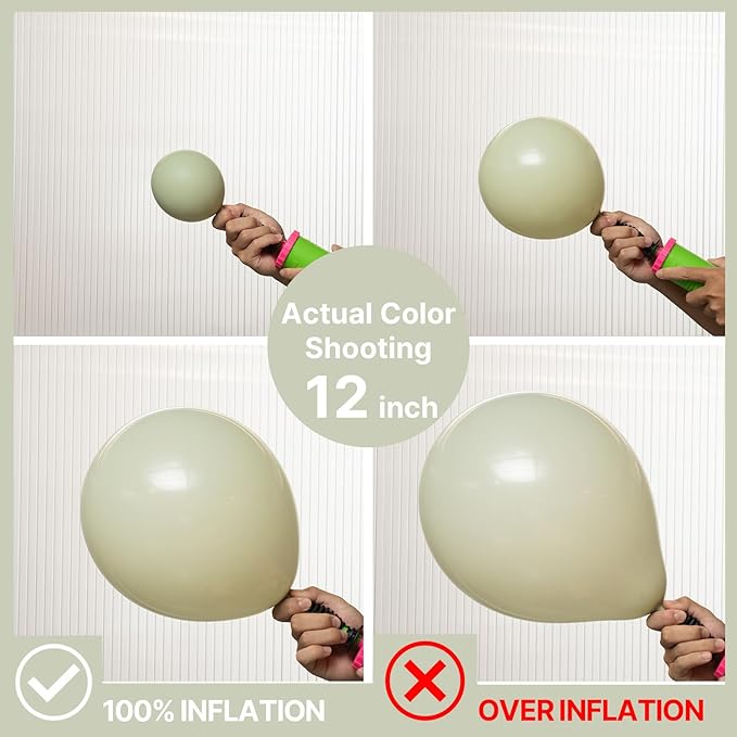 PartyWoo Sage Green Balloons 140pcs Different Sizes of 18 12 10 5 Inch Dusty Boho Green Latex Balloon Arch Kit for Wedding Birthday Dinosaur Jungle Golf Football Theme Party Decorations Green-F32