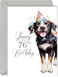 76th Birthday Cards for Men Women - Party Dog - Happy Birthday Card for 76 Year Old Man Woman Grandpa Grandma Dad Mom Uncle Auntie Cousin, A5 Bday Greeting Cards