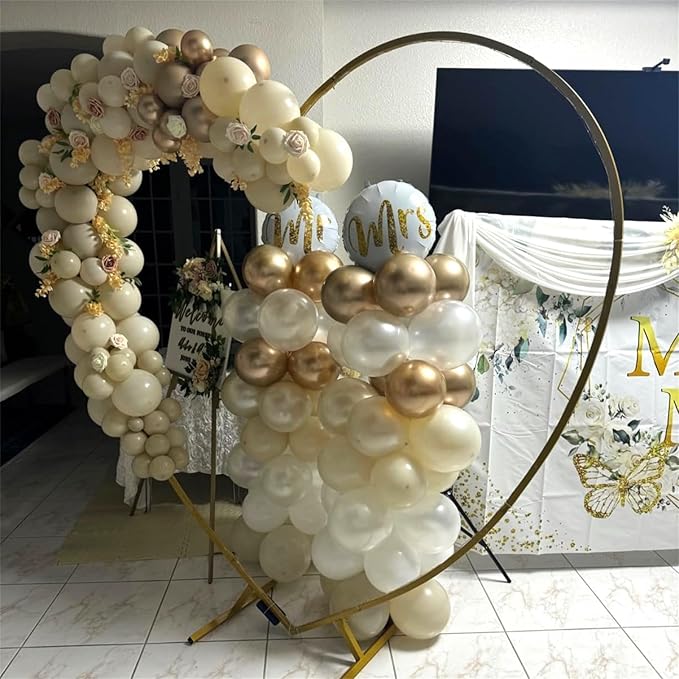 Beige and Champagne Gold Balloon Set, 60Pcs 12 Inch Nude Cream Retro White Sand Balloons with Metallic Champagne Gold Confetti Latex Balloons for Birthday Wedding Baby Bridal Shower Party Decorations