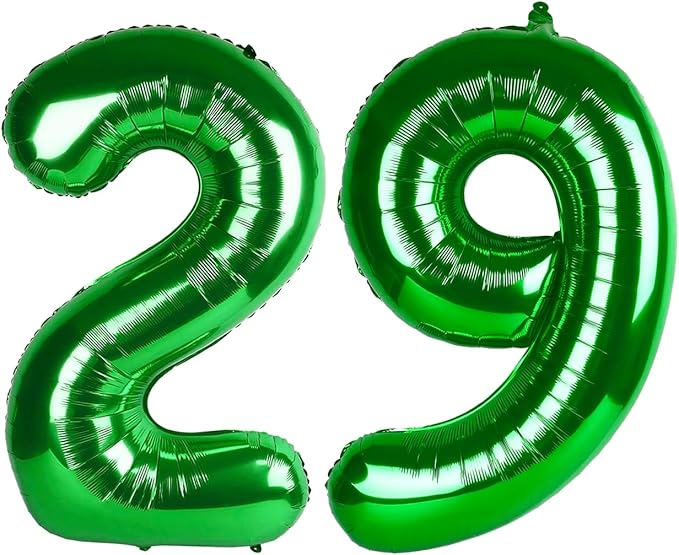 40 Inch Big Green 29 Balloon Number, Jumbo Giant Happy 29th Birthday Party Decorations, Large 29 Mylar Foil Anniversary Birthday Party Engagement Decorations