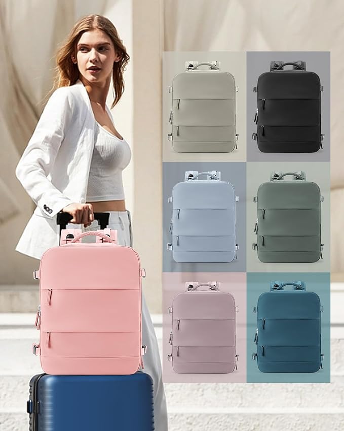 coowoz Large Travel Backpack Carry On for Women Man Gym Backpacks with Laptop Compartment Mochila de Viaje Teacher Personal Item Backpack Rucksack Airplane Accessories Must Haves Pink