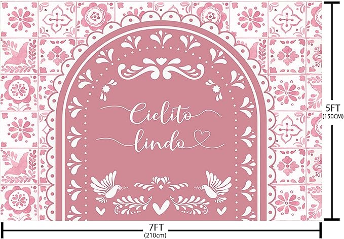 MEHOFOND 10x7ft Cielito Lindo Baby Shower Backdrop Pink Arch Cielito Lindo Baby Shower Party Decorations Banner for Girl Mexican Wedding Birthday Fiesta Party Decor Photography Background Supplies