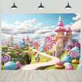 15x10ft Candyland Backdrop Fantasy Sweet Candy Castle Cream Photography Background Candyland Theme Boys Girls Birthday Party Decorations Banner Photo Studio Props