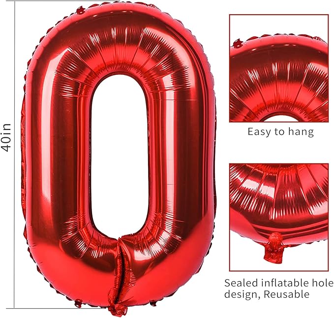 Smlpuame 40 inch Number Balloon 0-9 Red Large Number 14 Balloons,Digital Balloons for Birthday Party Celebration Decorations Supplies, Helium Foil Number Balloons for Wedding Anniversary