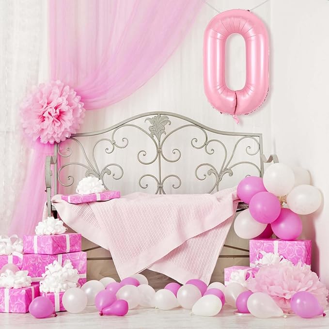 Number 0 Balloon 40 Inch Pink Number Balloon Foil Mylar Alphabet Balloon for Birthday Wedding Baby Shower Party Large Number Balloon