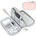 FYY Electronic Organizer, Travel Cable Organizer Bag Pouch Electronic Accessories Carry Case Portable Waterproof Double Layers Storage Bag for Cable, Cord, Phone, Earphone, Medium Size, Light Pink