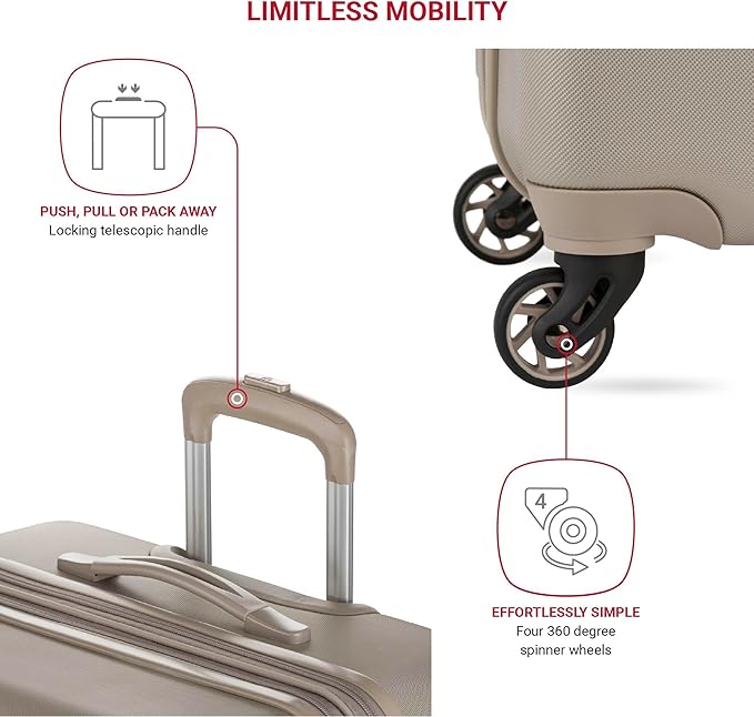 SwissGear 7366 Signature Hardside Expandable Luggage with Spinner Wheels, TSA Lock, Cup-Holder, Sand, 2-Piece Set (19/27)