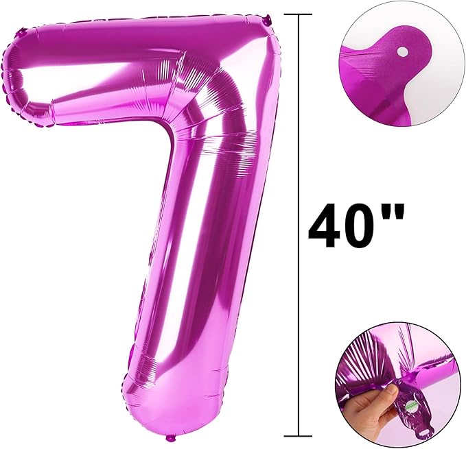 40 Inch Large 27 Balloon Numbers Rose Purple Big Foil Number Balloons Giant Helium Happy Birthday Party Decorations for Man and Women, Huge Mylar Anniversary Party Supplies