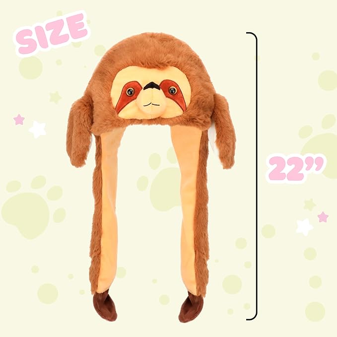 Animal Hat with Ears Moving Jumping Pop Up Beating Hat Plush Holiday Cosplay Dress Up Funny Gift for Kids