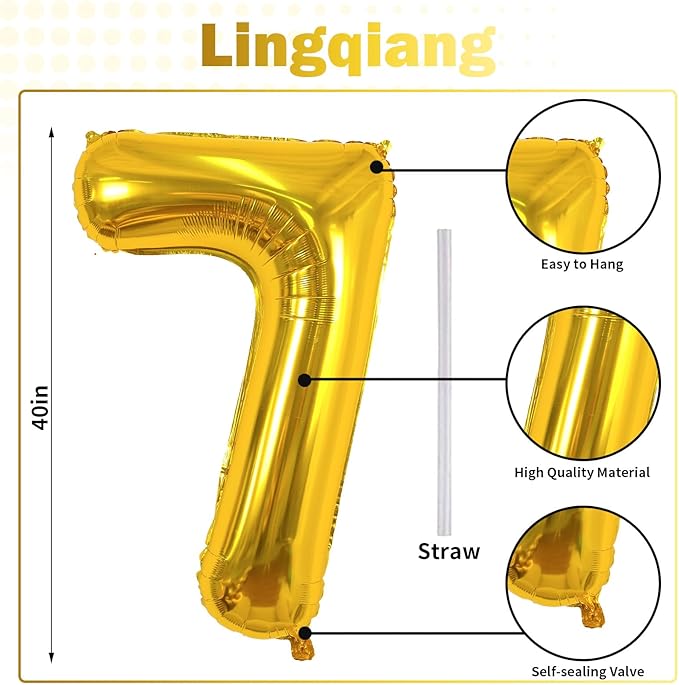 Gold Number 70 Birthday Balloons, 40 Inch Large Gold Mylar Foil Number 7 & 0 Balloons for Women, 70th Birthday Balloons for 70 Year Old Men Anniversary Birthday Party Decorations Supplies