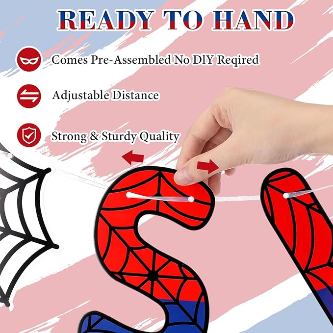 TaoBary Spider Theme 3rd Birthday Banner, Pre-strung Swinging into 3 Banner, Spider 3rd Birthday Decorations Party Supplies for Kids, Third Decor for 3 Year Old Boys Girls( Multicolor)