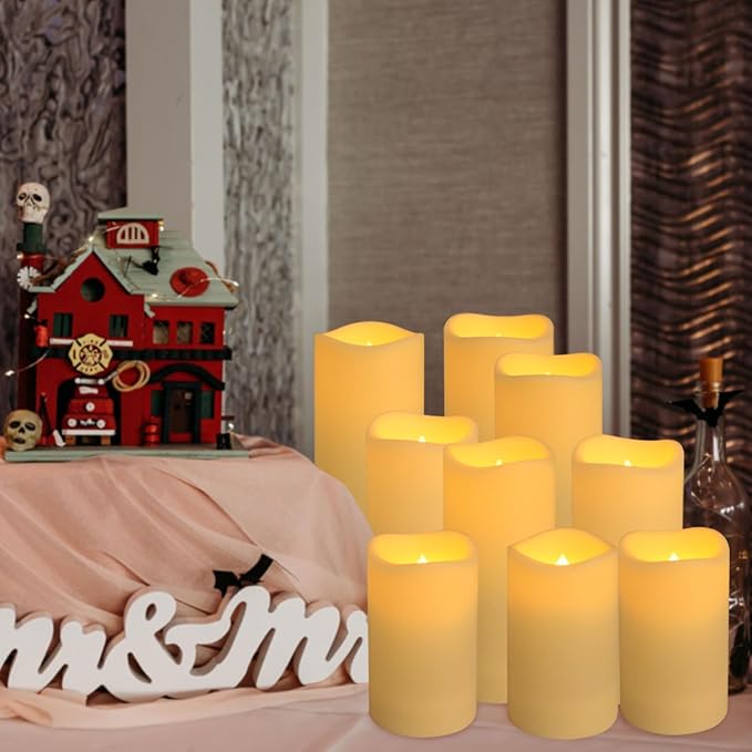Set of 24 Waterproof Outdoor Flameless Candles, LED Candles with 4 Remote and Timer,(H 4" 5" 6" x D 2.2"),for Christmas,Halloween,Wedding,Festival