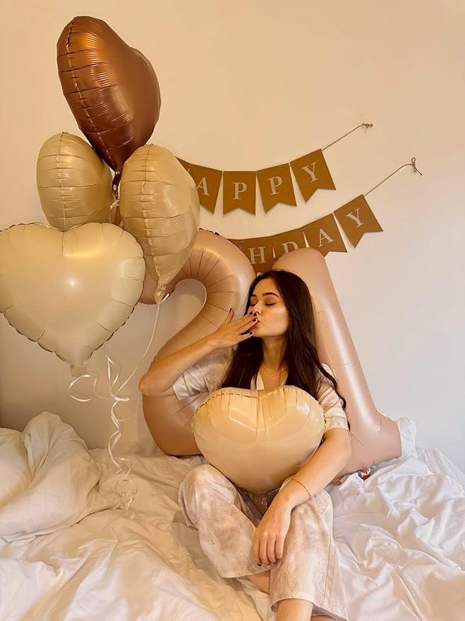 Light Brown Number 1 Balloon 40 inch, Number 1 Birthday Balloons for Boy Girl, Light Brown Foil One Balloon for 1st 10 11 12 16 18 Birthday Party, Anniversary Celebration Number Balloons Decorations