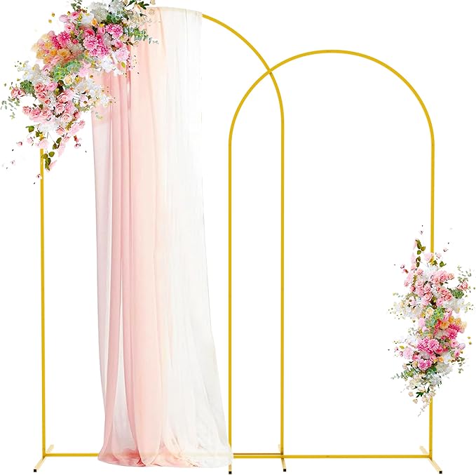 Wokceer Wedding Arch Backdrop Stand 7.2FT, 6.6FT White Metal Arch Stand Set of 2 for Birthday Party Wedding Ceremony Baby Shower Graduation Decoration