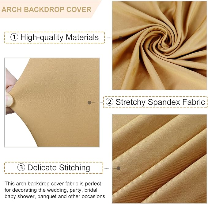 Khaki Arch Cover Set of 2 Arch Backdrop Stand Cover 6FT 7.2FT Spandex Fitted Arch Backdrop Cover Brown Wedding Arch Covers Stretchy Backdrop Arch Cover Backdrop Fabric for Wedding Party Decor