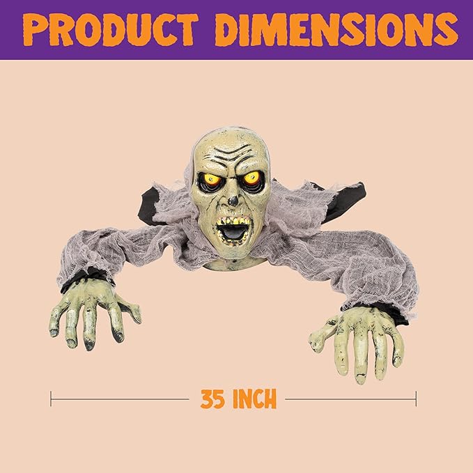 JOYIN Zombie Halloween Decoration Outdoor Groundbreaker with Sound and Flashing Eyes, Scary Halloween Graveyard Decor for Yard Garden, Outside Lawn Haunted House Prop