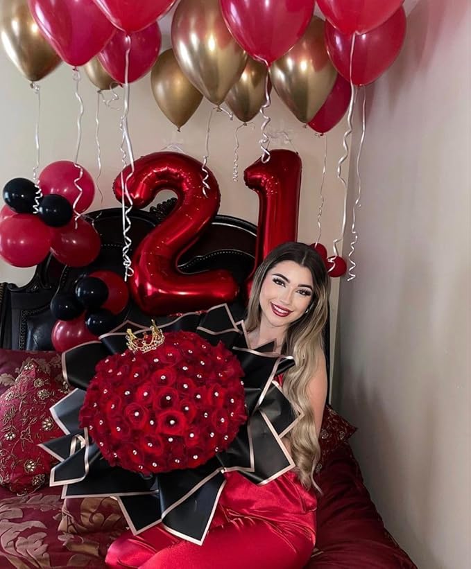 Number 50 Balloons, 40 Inch Balloons for Woman Man 50th Red Birthday Party Decoration, Foil Number Ballon for 50 Valentine's Day, Anniversary, Bridal Shower, Graduation