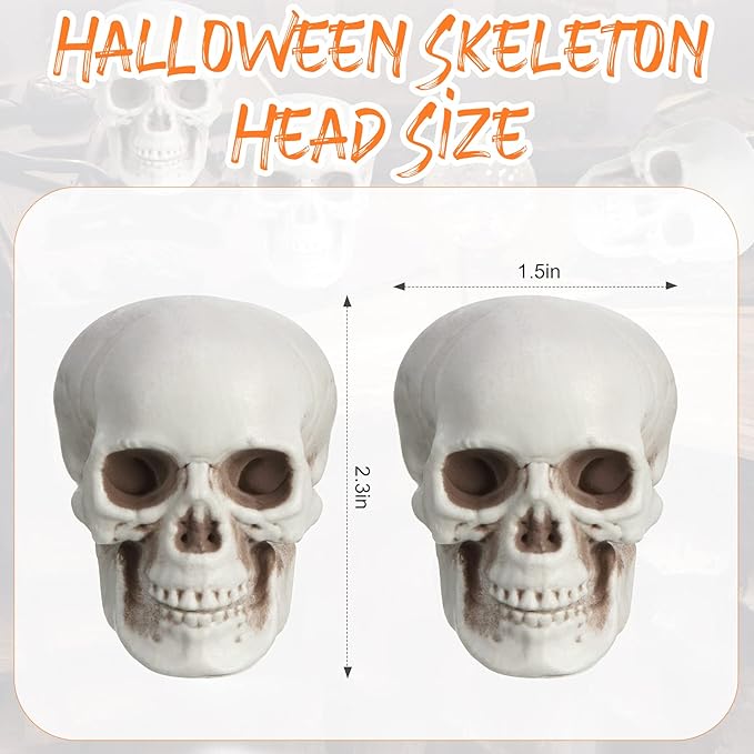 Boao 10 Pieces Halloween Skeleton Head Small Mini Skulls for Halloween Party Decoration Props, Table Decor