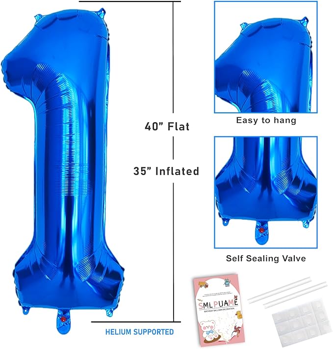Smlpuame 40 Inch Navy Blue 7 Balloon for 7th Birthday Party, Blue Seven Number Balloon 17 27 67 Birthday Decorations for Boys Girls Men Women, Helium Giant Foil Number 7 Balloon
