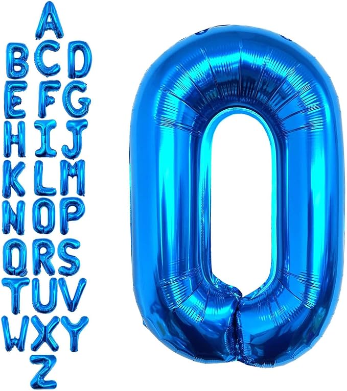 40 Inch Blue Letter O Balloons, DIY Phrase Foil Alphabet Letter O Balloons DIY Word O Banner for Birthday Anniversary Celebration Graduation Party Supplies Decoration
