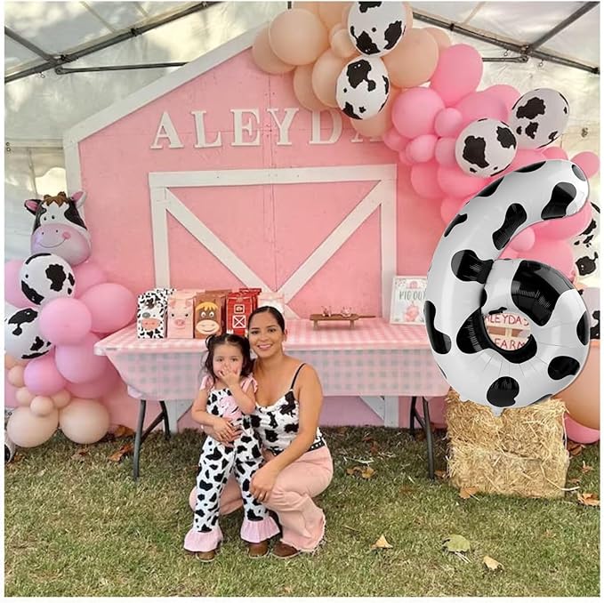 Cow Print 5 Balloon, Number Balloon 40 Inch Cow Print Party Supplies Farm Animal Balloons, 5th Birthday Balloon Decorations, 5 Number Balloons, Number 5 Balloon