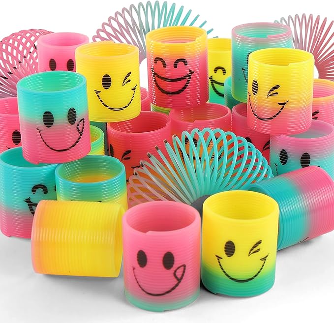 48 Pack Spring Rainbow Magic Fidget Stress Coil Mini Springs Bulk Toys for Party Favor Carnival Prize Birthday Goodie Bag Stuffers for Kids Boys Girls… (48)