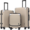 LEVEL8 Grace Luggage Sets Hardshell Suitcase with Wheels, Sturdy Large Suitcase Tsa Lock 20 Inch Expandable Carry on 24 Inch 28 Inch Checked Luggage, 3-Piece Set (20/24/28), Champagne