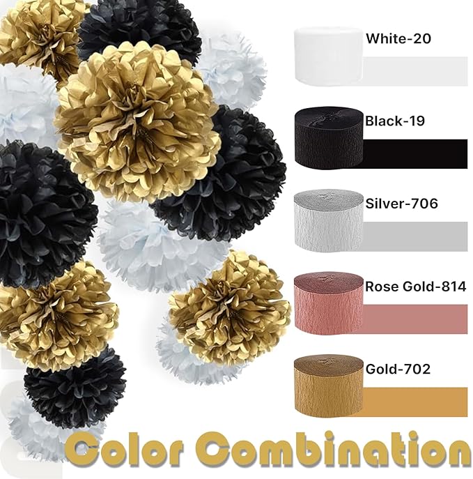 PartyWoo Gold Foil Crepe Paper Streamers 10pcs 820ft Pack of Metallic Gold Foil Crepe Paper for Wedding Birthday Baby Shower Bridal Shower Engagement New Year Eve Graduation Party Decorations