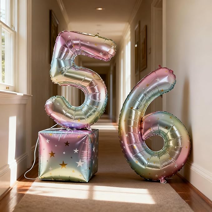 40 Inch Large Foil Helium Number Balloon Birthday Wedding Party 0-9 (Pastel, 1)