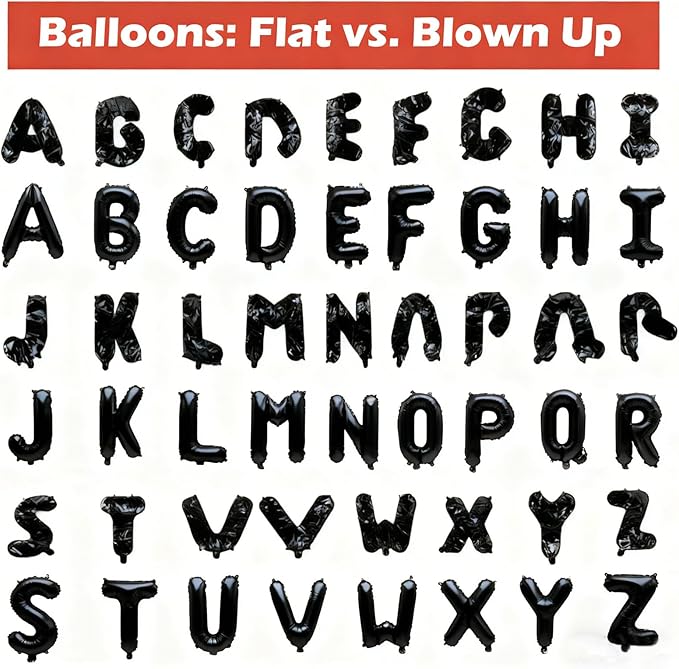 98 Pcs Black Letter Balloons, Custom 3 Set A-Z Set for Personalizing Names & Phrases Party Supplies Banners - with 1 Set AEOLMPRST 20Pcs for Wedding/Birthdays/Annivs/Grads Party Banner Custom Phrase