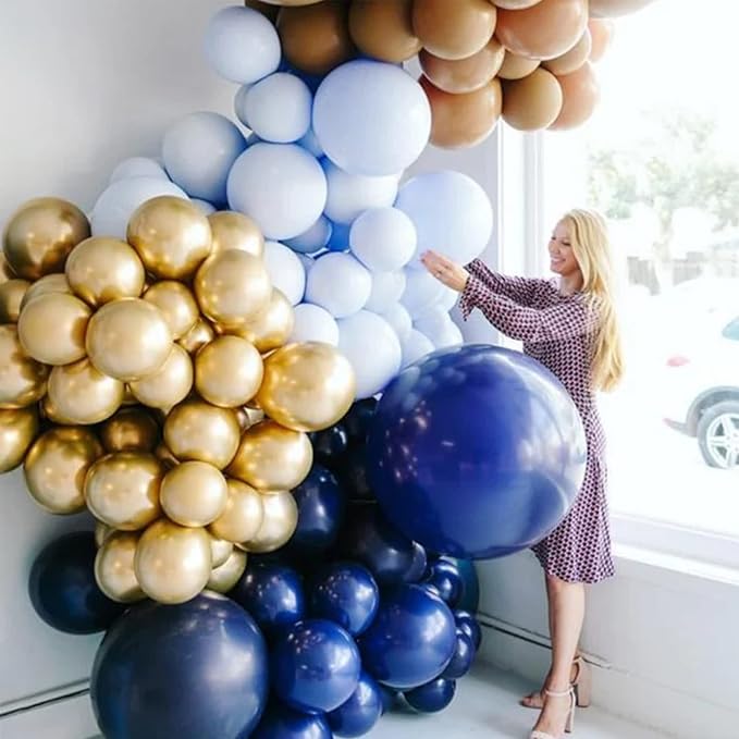 130pcs Navy Blue Balloons Different Sizes 18" 12" 10" 5" Dark Blue Balloons for Birthday Graduation Baby Shower Anniversary New Year Party Holiday Decorations