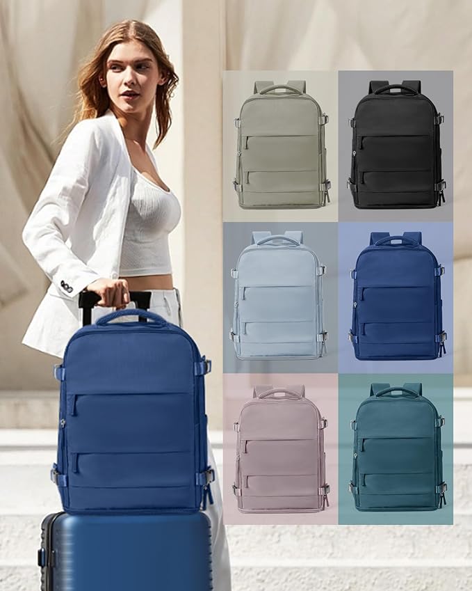 coowoz Travel Backpack for Women Man Carry On Backpack Mochila de Viaje Waterproof Teacher Personal Item Backpacks Travel Bag Essentials Rucksack Airplane Accessories Must Haves Royal Blue