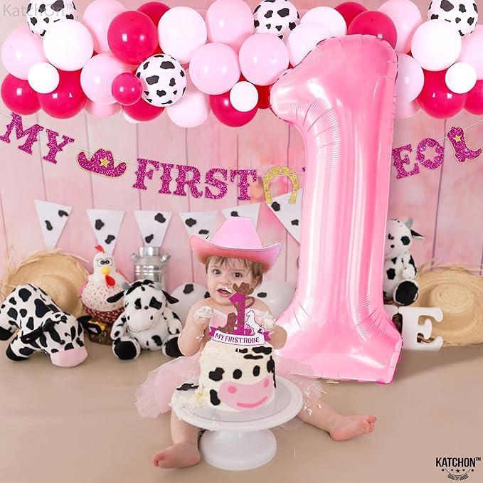KatchOn, Light Pink 1 Balloon Number - 40 Inch | Number 1 Balloons for 1st Birthday Party | Pink Number Balloons, First Birthday Decorations For Girl | 1 Balloon for Happy Anniversary Decorations