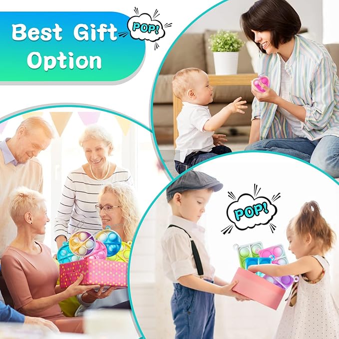 Pop Fidget Keychain 30 Pack ,Mini Fidget Toys Bulk ,Sensory Toys for Kids ,Party Favors for Kids 4-8,8-12 Year ,Back to School Gifts for Classroom ,Easter Goodie Bags Stuffers