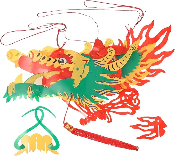 Bememo 6.6 Feet 3D Chinese New Year Dragon Decorations Hanging Paper Dragons Garland Lunar New Year Chinese Spring Festival Lantern Festival Decorations