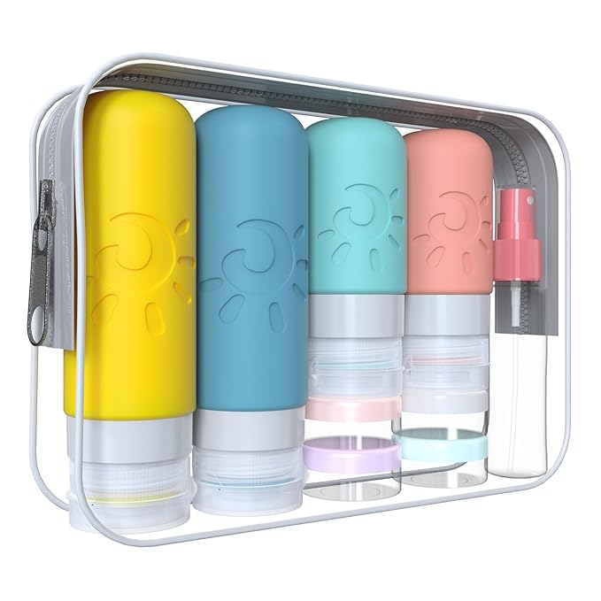 Zafit 18 Pack travel Bottles for Toiletries, TSA Approved Silicone Travel Containers Leak Proof Refillable Travel Accessories for Shampoo Conditioner Lotion Body Wash(Multicolored B)
