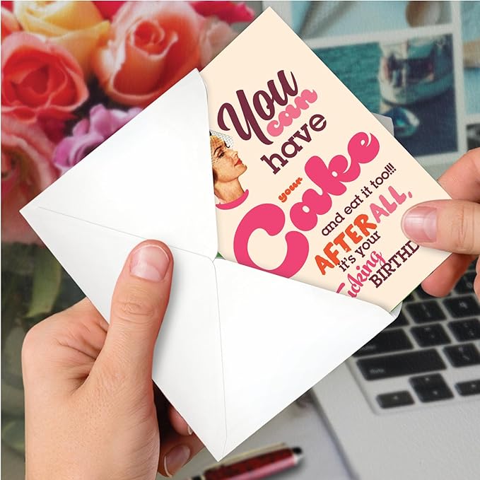 NobleWorks - 1 Funny Women's Birthday Card - Hilarious Bday Greeting Card with Envelope, Sassy Celebration - Have Your Cake C7019BDB