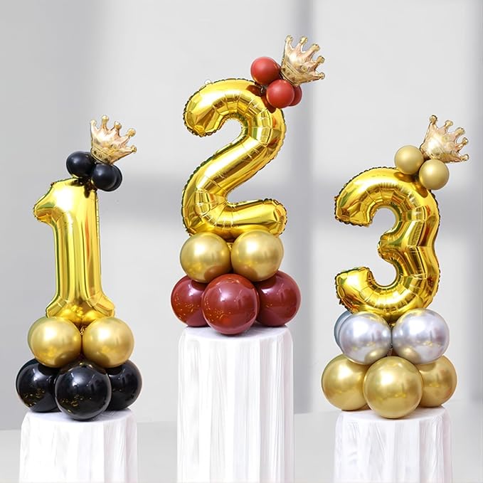 16 In Gold Large Numbers Balloons 0-9, Self Inflating Number 2 Balloons for Boys Girls, Big Gold Digit 2 Balloons for Women Men Birthday Party Anniversary Wedding Supplies Decorations